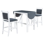 3-Piece Wood Counter Height Drop Leaf Dining Table Set
