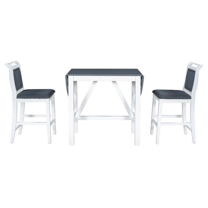 3-Piece Wood Counter Height Drop Leaf Dining Table Set