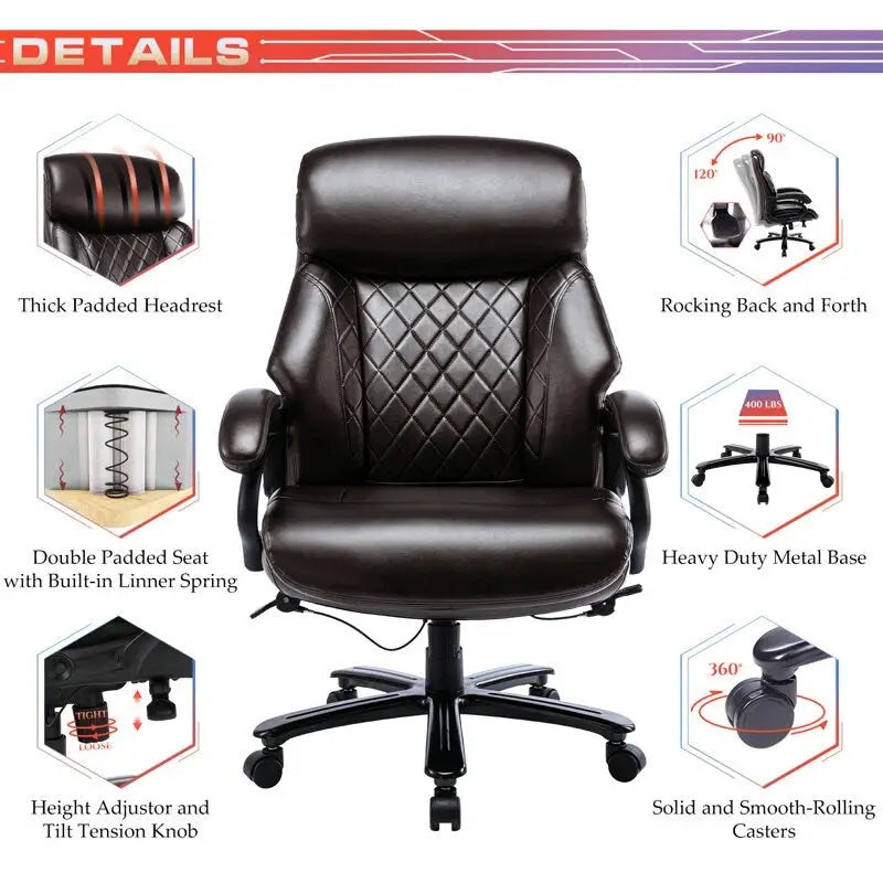 Snugway Sedia da Ufficio Ergonomica Direzionale Schienale Alto e Grande Portata 180kg