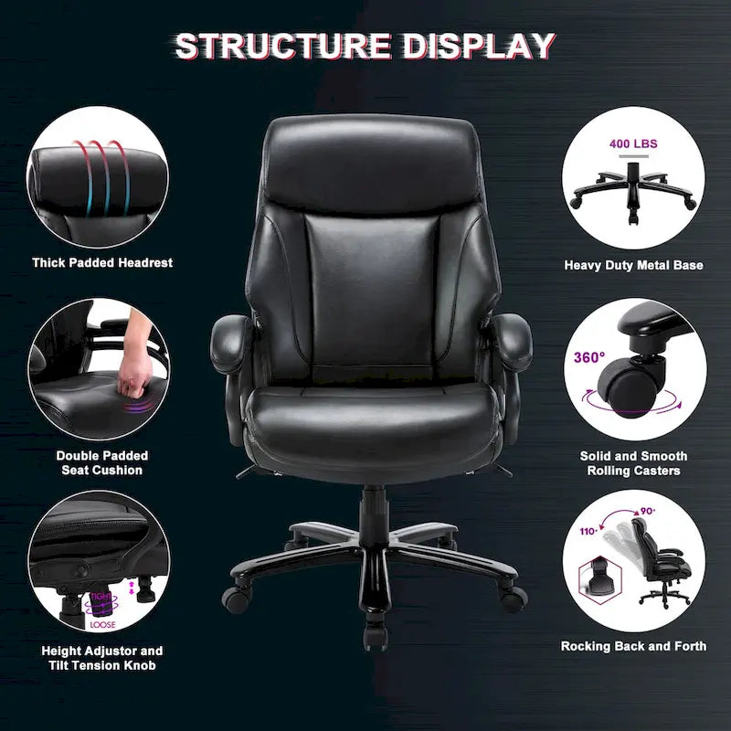 Snugway Sedia da Ufficio Ergonomica Direzionale Schienale Alto e Grande Portata 180kg