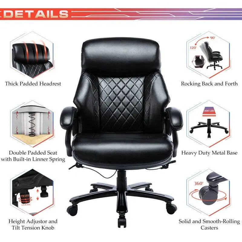 Snugway Sedia da Ufficio Ergonomica Direzionale Schienale Alto e Grande Portata 180kg