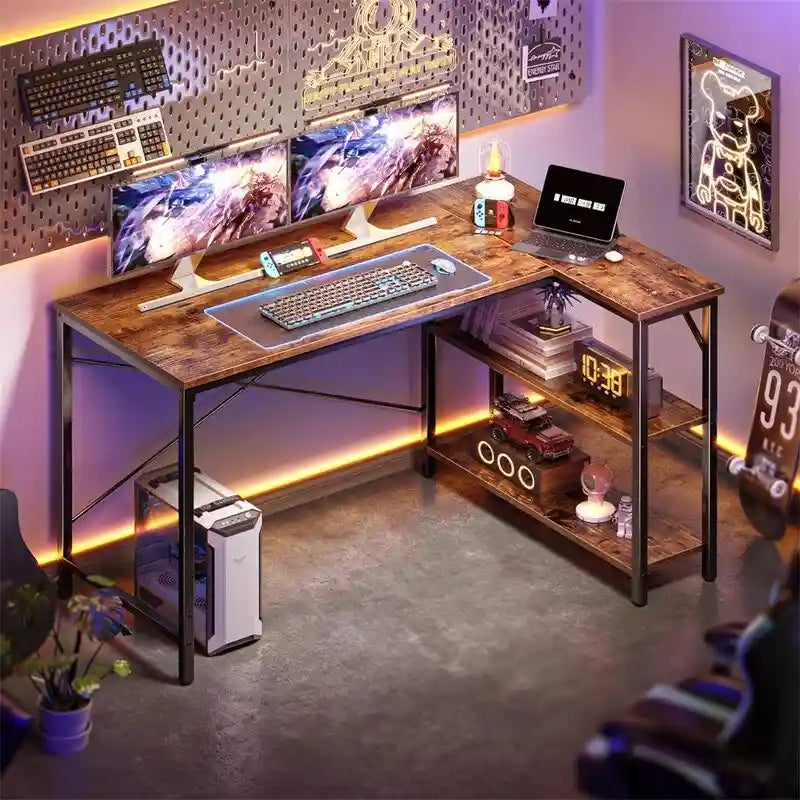 47 Inches Computer Desk with Reversible Storage Shelves