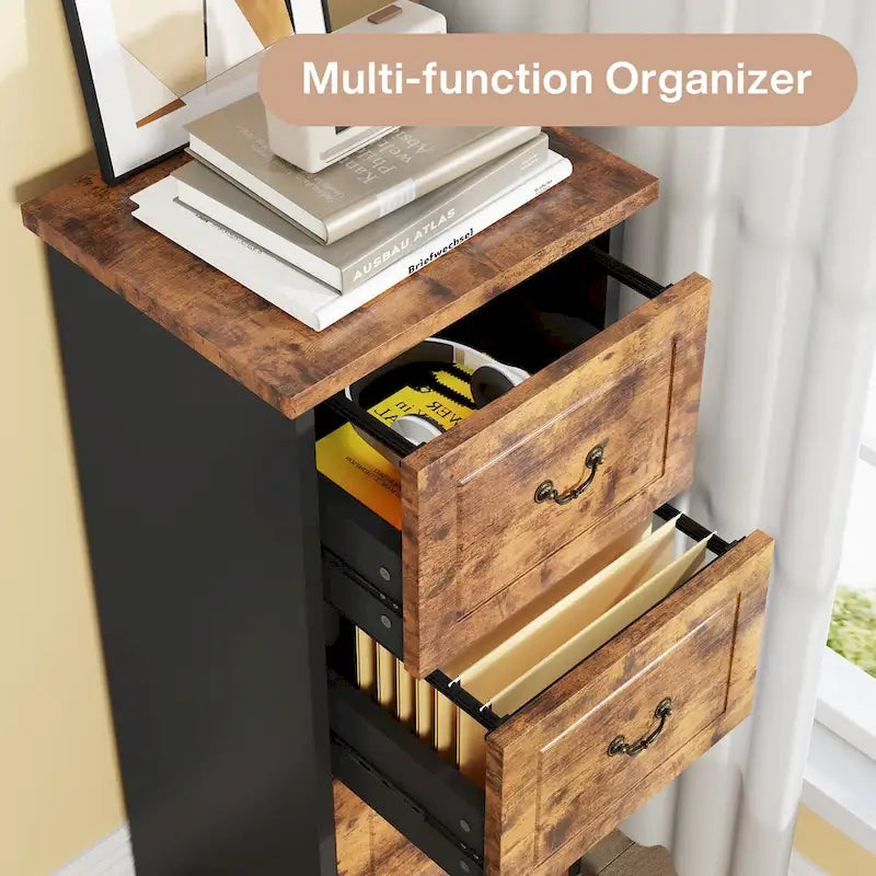 4-Drawer File Cabinet for Home Office, Wood Vertical Filing Cabinet for A4/Letter Size