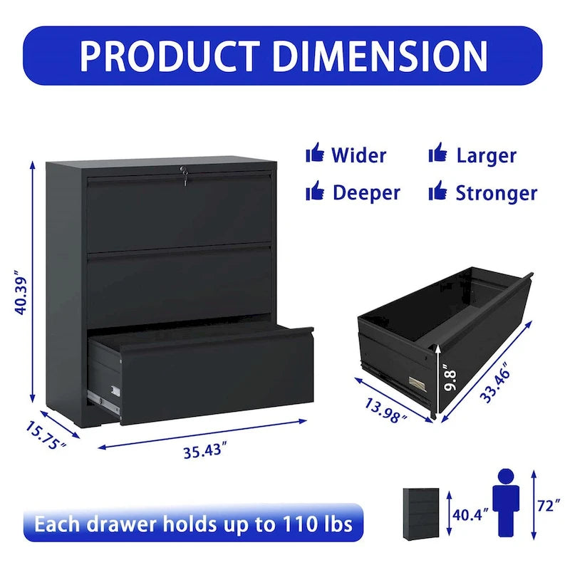 Lateral File Cabinet 3 Drawer
