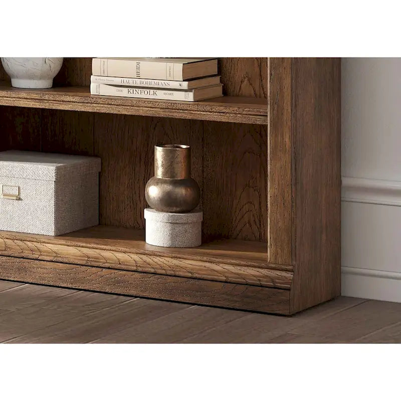 Traditional 8' Tall Wood Bookcase, Storage Organizer, Display Shelf, Fully Assembled, Brown - Single Bookcase