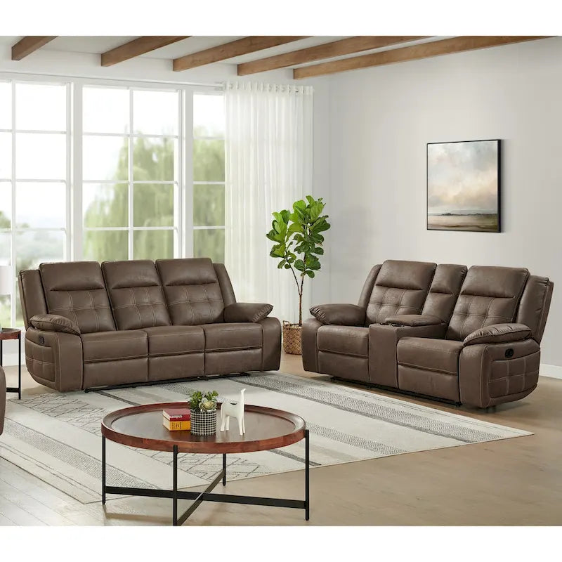 Set reclinabile 2 pezzi per soggiorno Lesley Roundhill Furniture, marrone