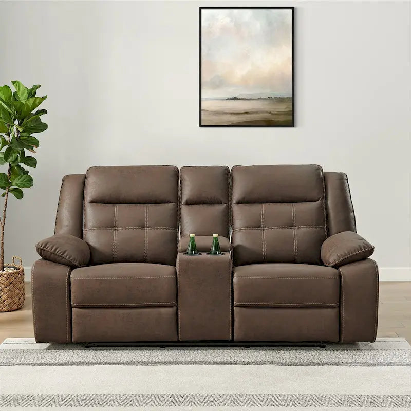 Set reclinabile 2 pezzi per soggiorno Lesley Roundhill Furniture, marrone