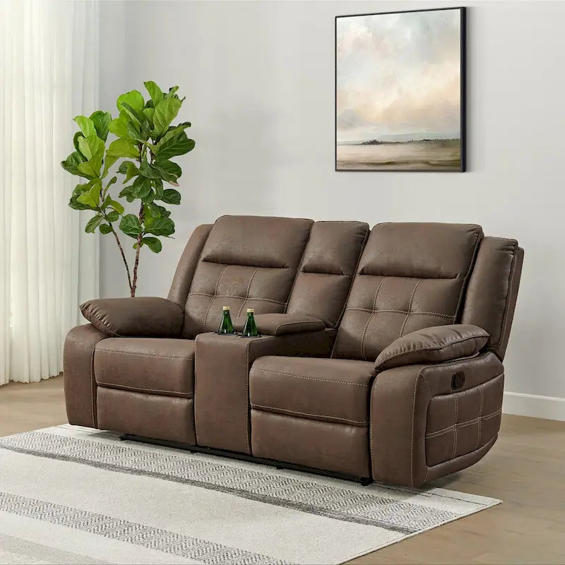 Set reclinabile 2 pezzi per soggiorno Lesley Roundhill Furniture, marrone