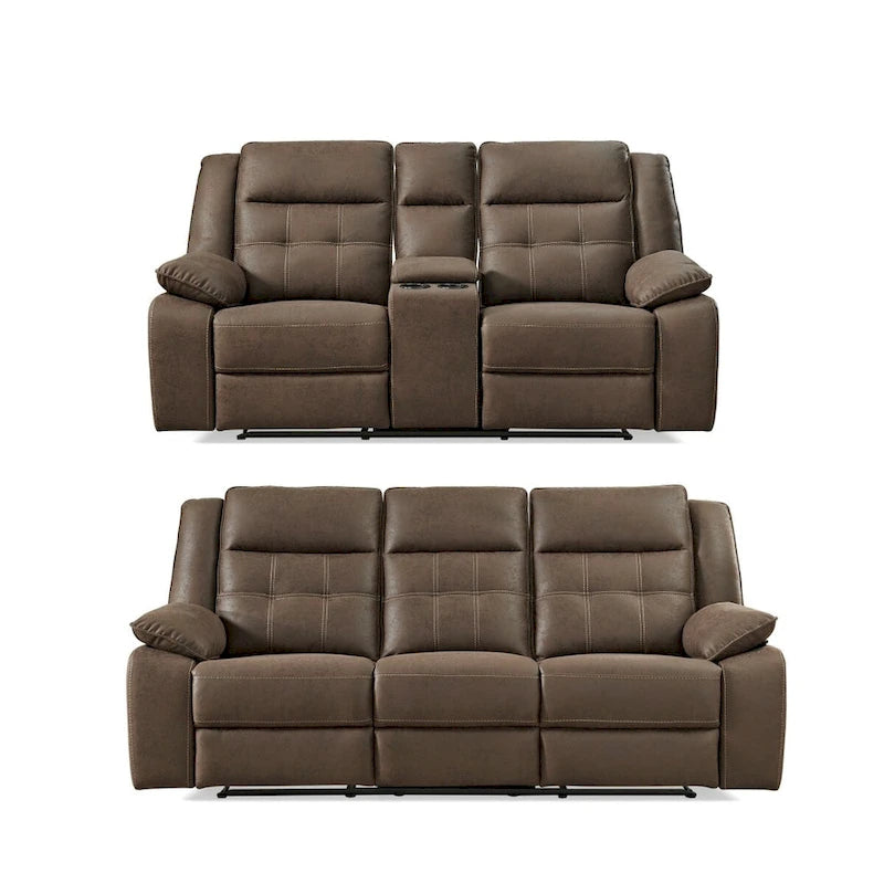 Set reclinabile 2 pezzi per soggiorno Lesley Roundhill Furniture, marrone