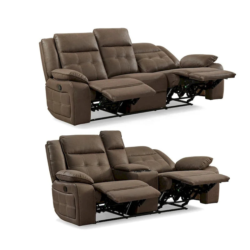 Set reclinabile 2 pezzi per soggiorno Lesley Roundhill Furniture, marrone