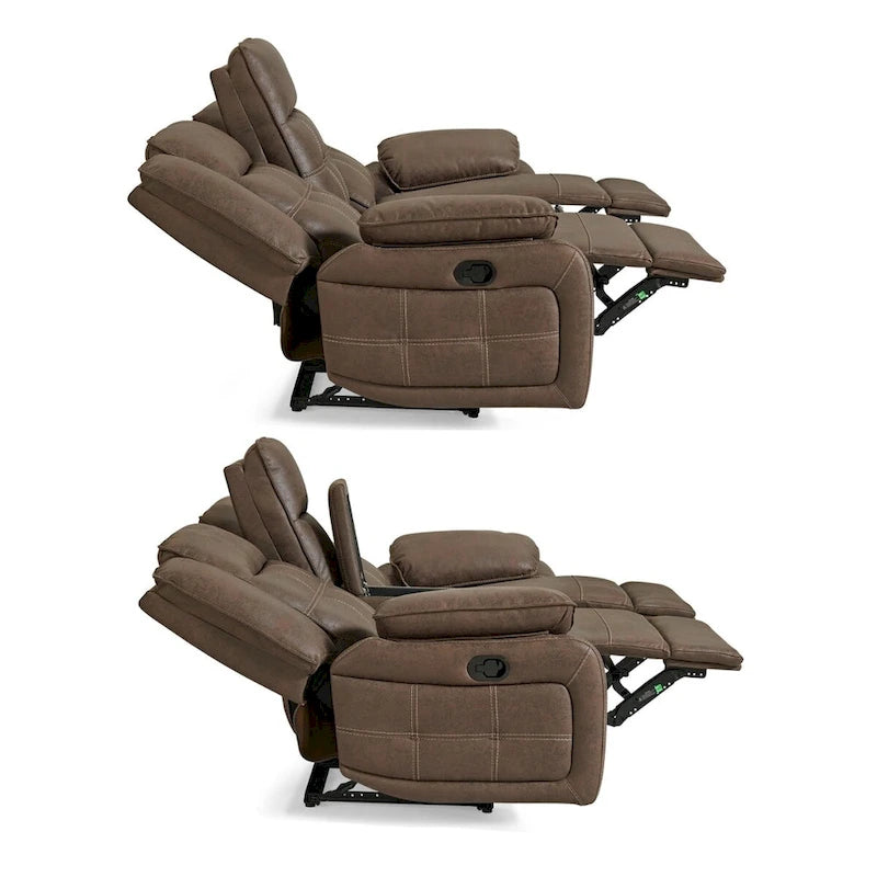 Set reclinabile 2 pezzi per soggiorno Lesley Roundhill Furniture, marrone