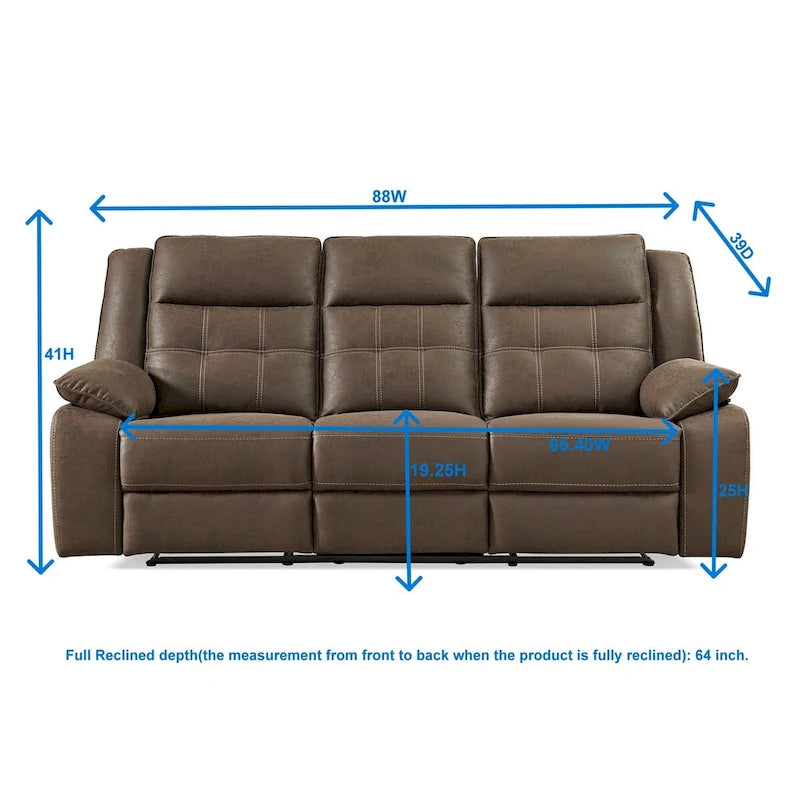 Set reclinabile 2 pezzi per soggiorno Lesley Roundhill Furniture, marrone