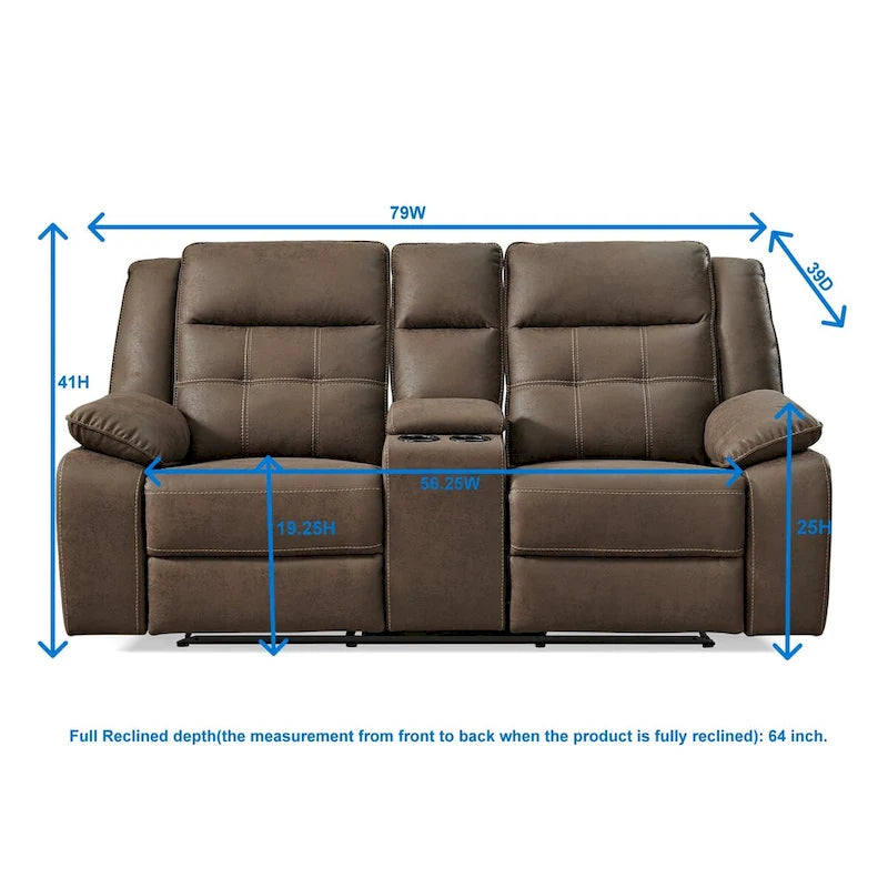 Set reclinabile 2 pezzi per soggiorno Lesley Roundhill Furniture, marrone