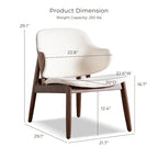 Poltrona accent Beck di Furniture of America, moderna di metà secolo, in tessuto Bouclé, con schienale ad ali e gambe in noce