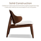 Poltrona accent Beck di Furniture of America, moderna di metà secolo, in tessuto Bouclé, con schienale ad ali e gambe in noce