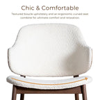 Poltrona accent Beck di Furniture of America, moderna di metà secolo, in tessuto Bouclé, con schienale ad ali e gambe in noce