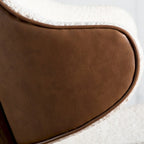 Poltrona accent Beck di Furniture of America, moderna di metà secolo, in tessuto Bouclé, con schienale ad ali e gambe in noce