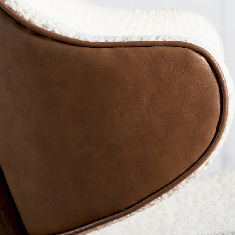 Poltrona accent Beck di Furniture of America, moderna di metà secolo, in tessuto Bouclé, con schienale ad ali e gambe in noce