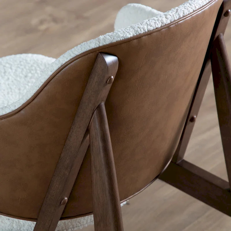 Poltrona accent Beck di Furniture of America, moderna di metà secolo, in tessuto Bouclé, con schienale ad ali e gambe in noce