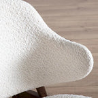 Poltrona accent Beck di Furniture of America, moderna di metà secolo, in tessuto Bouclé, con schienale ad ali e gambe in noce