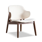 Poltrona accent Beck di Furniture of America, moderna di metà secolo, in tessuto Bouclé, con schienale ad ali e gambe in noce