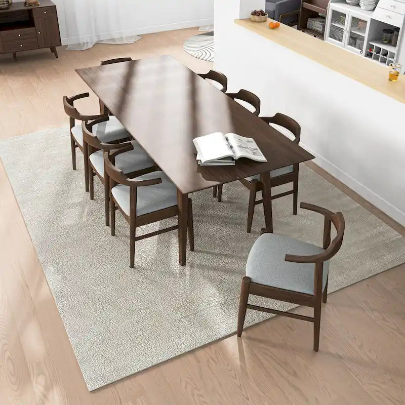 Avondale Mid Century Modern Solid Wood 9 Piece Comfy Dining Room Set