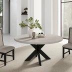 Roundhill Furniture Gates Round Dining Table, Gray