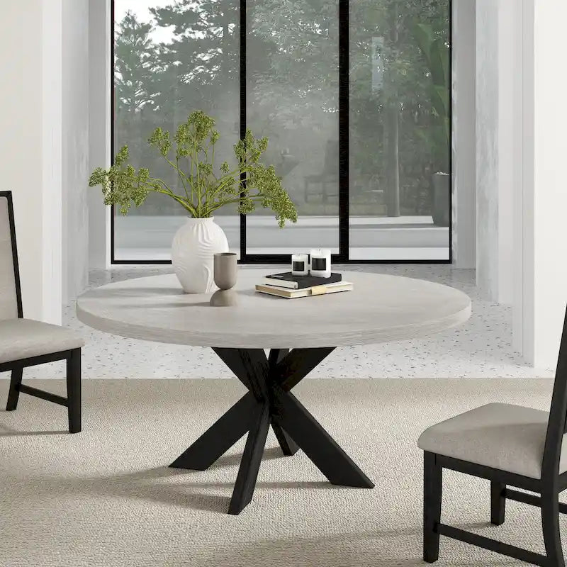 Roundhill Furniture Gates Round Dining Table, Gray