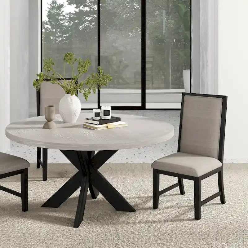 Roundhill Furniture Gates Round Dining Table, Gray