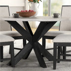 Roundhill Furniture Gates Round Dining Table, Gray