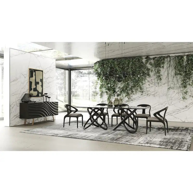 Black & Gold Buffet with Wave-Pattern Doors