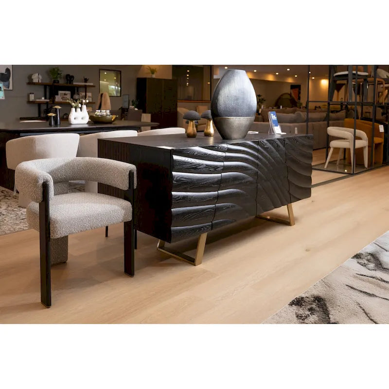 Black & Gold Buffet with Wave-Pattern Doors