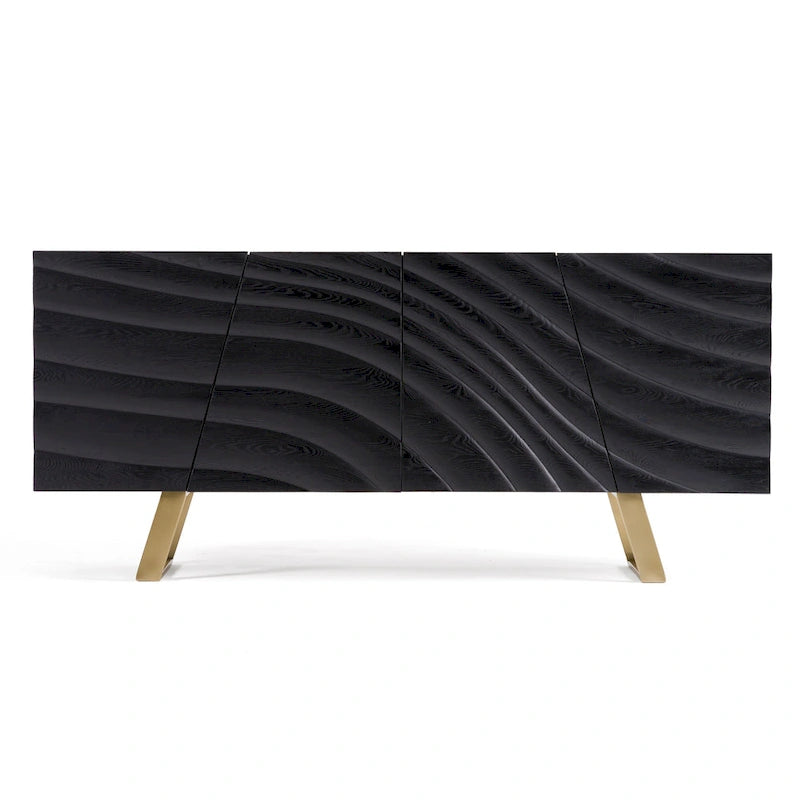 Black & Gold Buffet with Wave-Pattern Doors