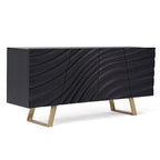 Black & Gold Buffet with Wave-Pattern Doors