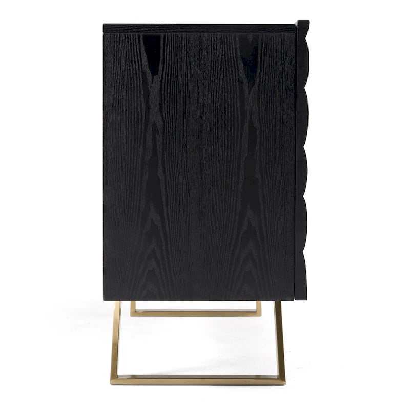 Black & Gold Buffet with Wave-Pattern Doors