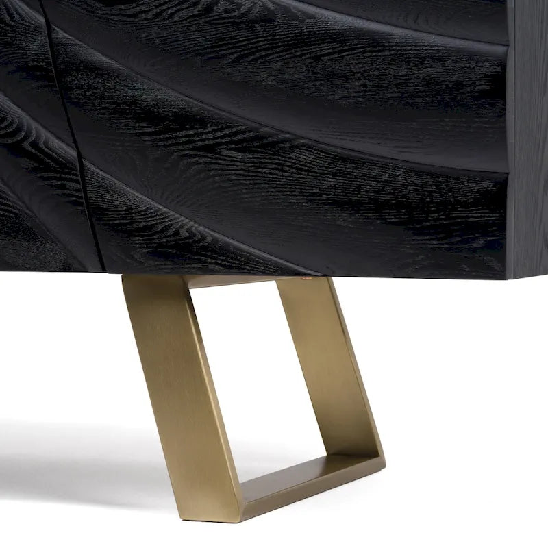 Black & Gold Buffet with Wave-Pattern Doors