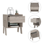 Nightstand Ferku,Open Shelf,One Drawer,Light Gray Finishfor Living Room,and Dining Room