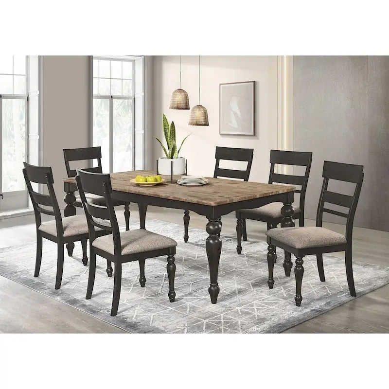 Kavita Brown Brushed Dining Table with Turned Leg