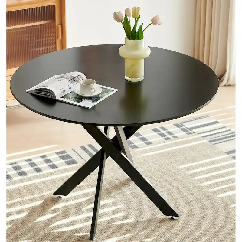 Tavolo da Pranzo Mid-century con Piano Rotondo e Base a Piedistallo