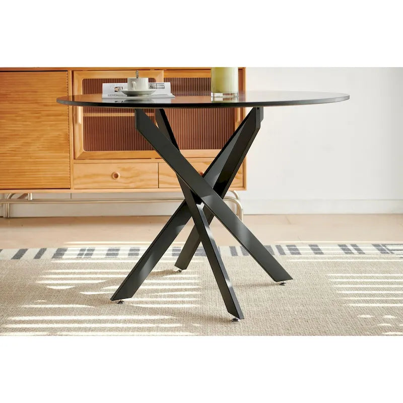 Tavolo da Pranzo Mid-century con Piano Rotondo e Base a Piedistallo