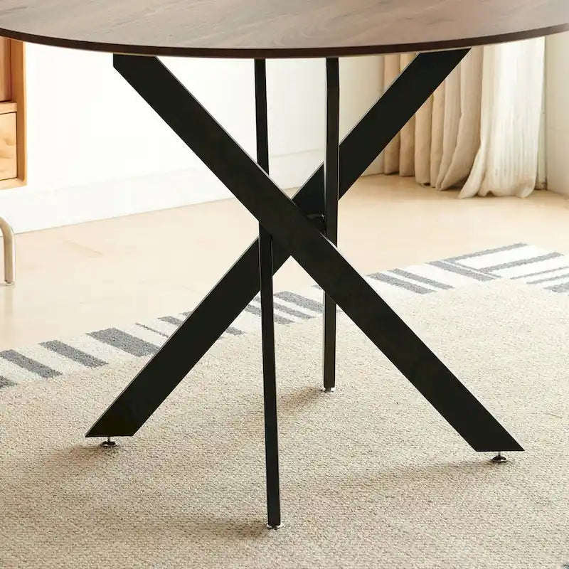 Tavolo da Pranzo Mid-century con Piano Rotondo e Base a Piedistallo