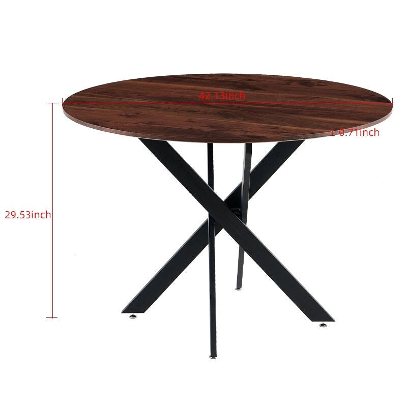 Tavolo da Pranzo Mid-century con Piano Rotondo e Base a Piedistallo