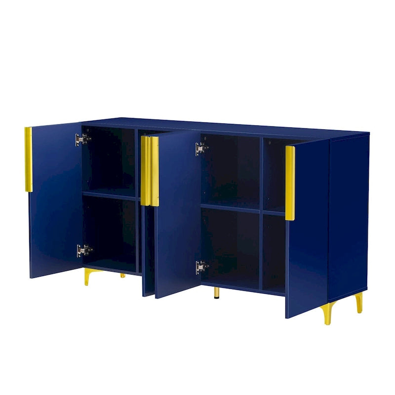 Modern Glossy Finish Light Luxury Storage Cabinet and Adjustable Shelves