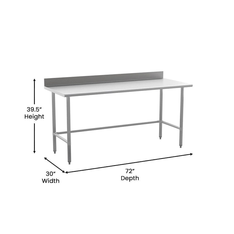 Commercial Stainless Steel Kitchen Prep and Work Table with Backsplash