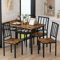 Set da Pranzo Moderno Industriale per 4 Persone, Tavolo e Sedie da Cucina in Legno da 5 Pezzi, Set Tavolo da Pranzo con Scaffale