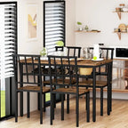 Set da Pranzo Moderno Industriale per 4 Persone, Tavolo e Sedie da Cucina in Legno da 5 Pezzi, Set Tavolo da Pranzo con Scaffale