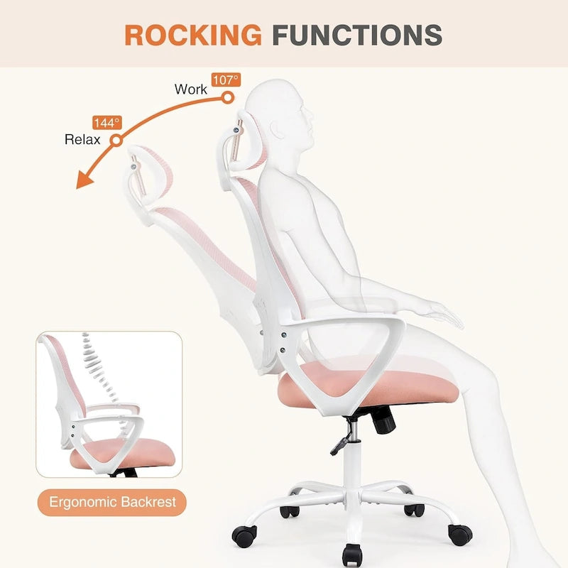 Ergonomic Office Chair, High Back Desk Chair with Headrest, Home Office Swivel Mesh Computer Chair Office Chairs