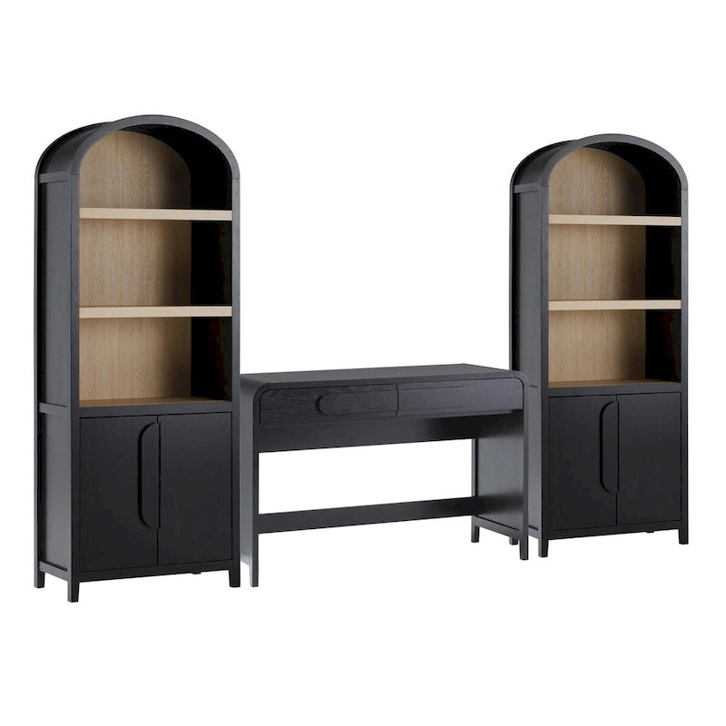 Middlebrook 3-Piece Set Writing Desk with 2 Cabinet Bookcases