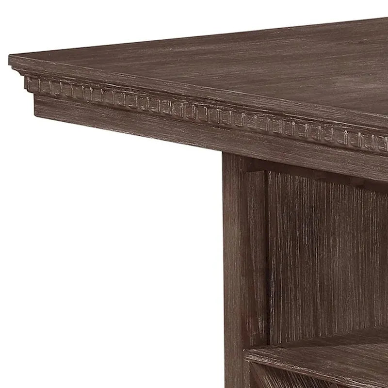 Tavolo da pranzo Edward da 54 pollici altezza bancone, portabottiglie, legno, marrone caldo