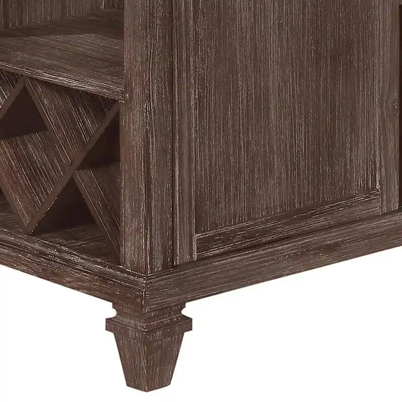 Tavolo da pranzo Edward da 54 pollici altezza bancone, portabottiglie, legno, marrone caldo